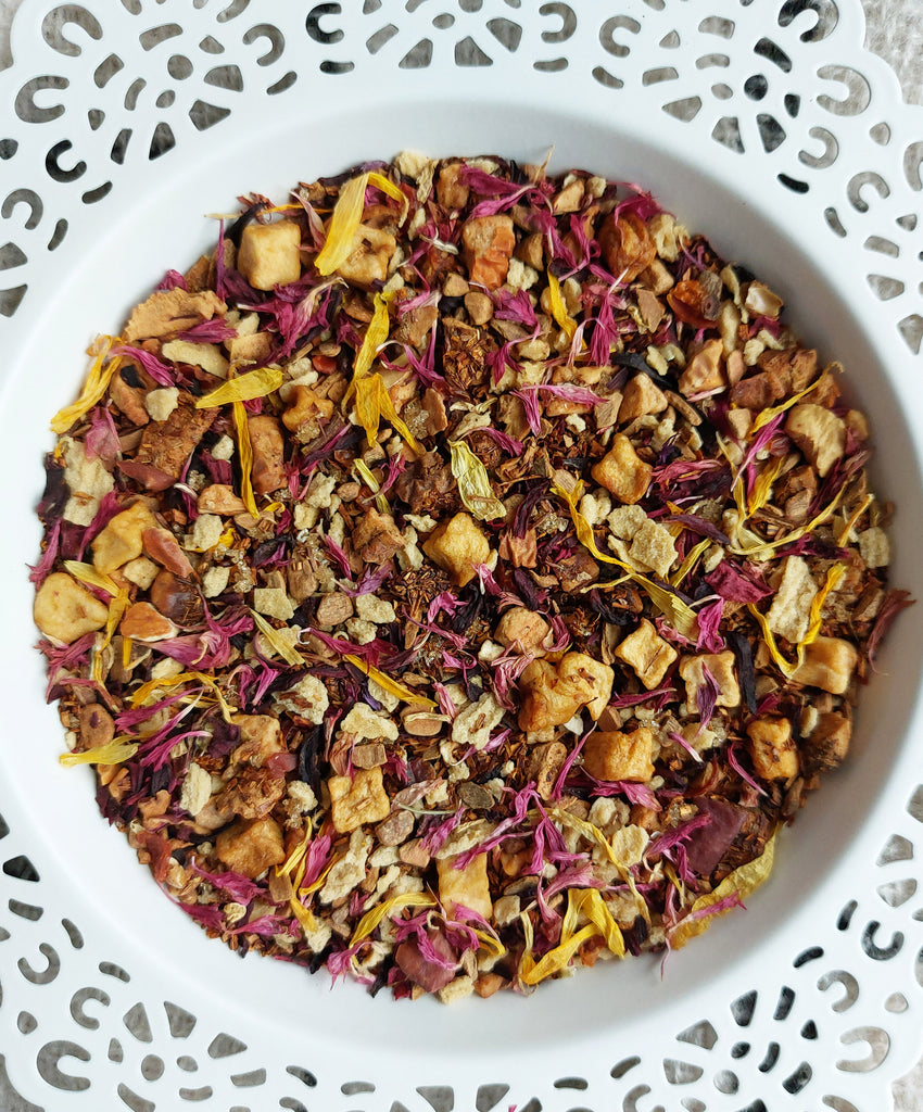 Farmhouse Apple Peach Cider Fritters (Rooibos Tea)